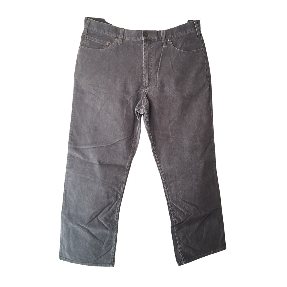 Eddie Bauer Gray Corduroy Pants Mens 38x30 Straight Leg 5 Pocket Casual Pants